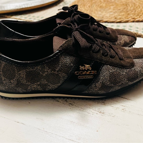 Coach women’s Ivy Logo Leather sneakers. Brown suede and leather. Brand new. - Picture 1 of 8